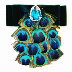 Statement brooch with peacock feathers