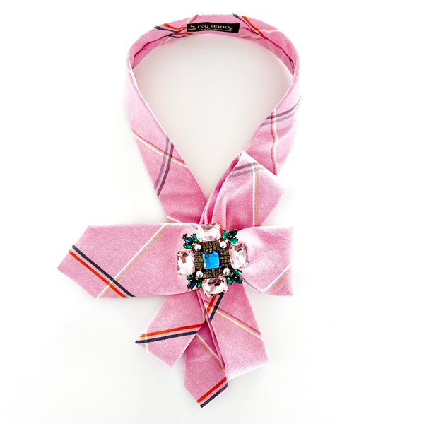 Neckerchief necktie pink Scottish tartan