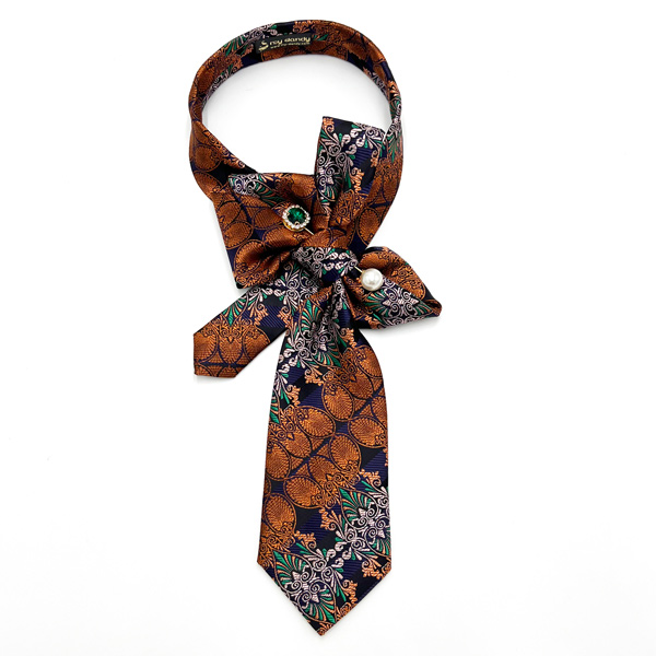 Ascot necktie jacquard greek acroceramus pattern