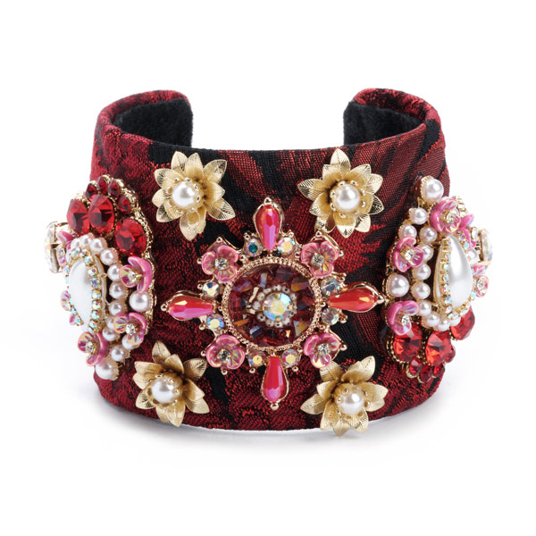 Burgundy Baroque metal cuff bracelet