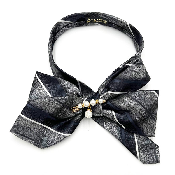 Bow necktie floral and tartan pattern